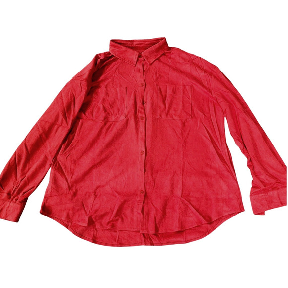 Farysays Women's 2-Pocket Red Button-Up, Button-Down Oxford Dress Shirt, SM - Picture 2 of 6